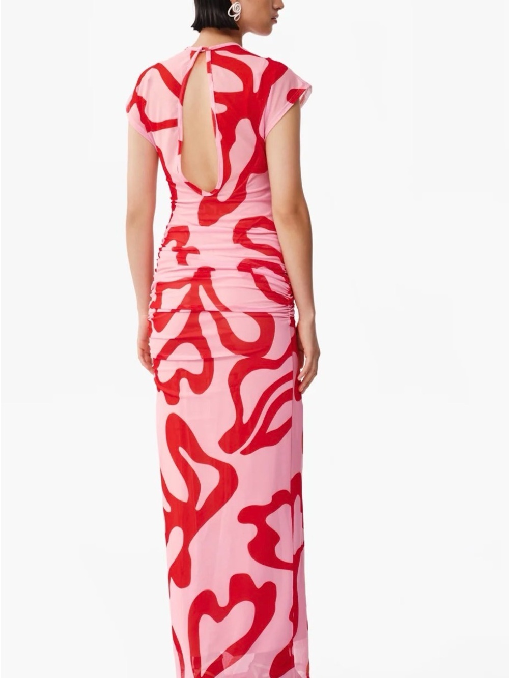Pink & Red Abstract Ruched Maxi Dress - Picture 2 of 3